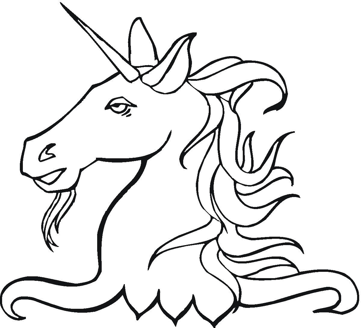 Head unicorn coloring pages for kids