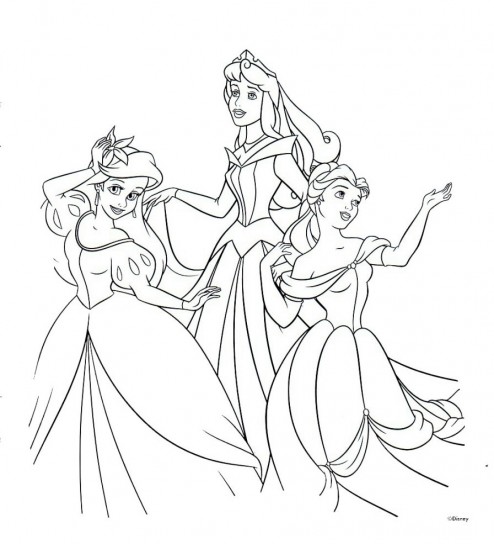 Belle con le principesse disegni da colorare gratis