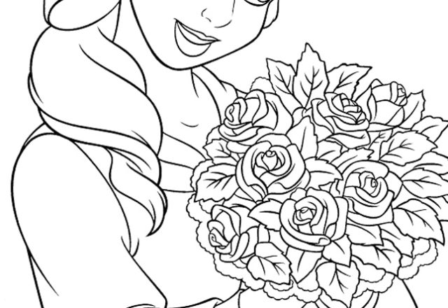 Belle con le rose disegni da colorare gratis