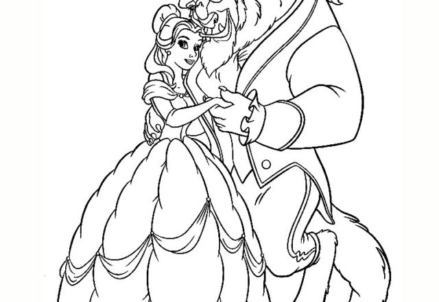 Belle e la bestia abbracciati disegni da colorare gratis