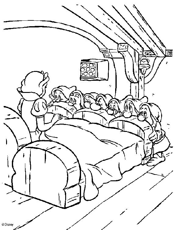 Biancaneve a letto disegni da colorare gratis