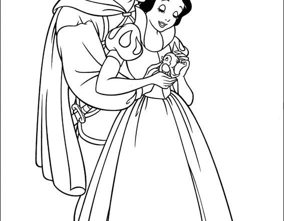 Biancaneve con il principe 2 disegni da colorare gratis