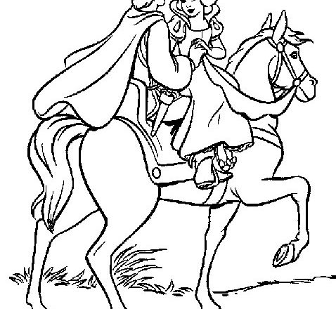Biancaneve con il principe a cavallo disegni da colorare gratis