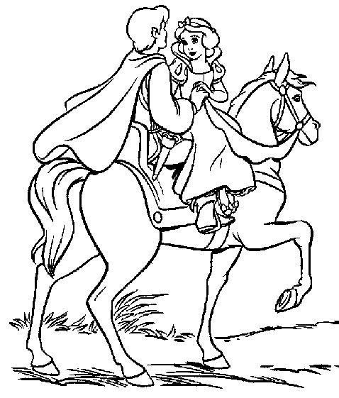 Biancaneve con il principe a cavallo disegni da colorare gratis