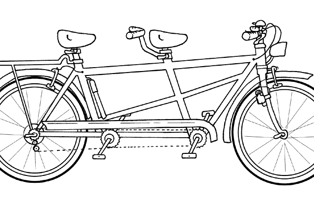 Bicicletta modello tandem da stampare e da colorare