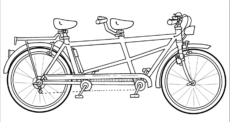 Bicicletta modello tandem da stampare e da colorare