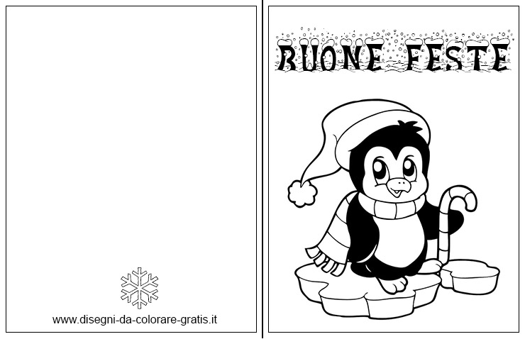 Biglietti di Natale da colorare con pinguino