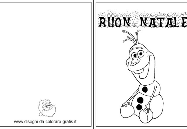 Biglietto auguri di Natale da stampare e colorare con Disney Olaf