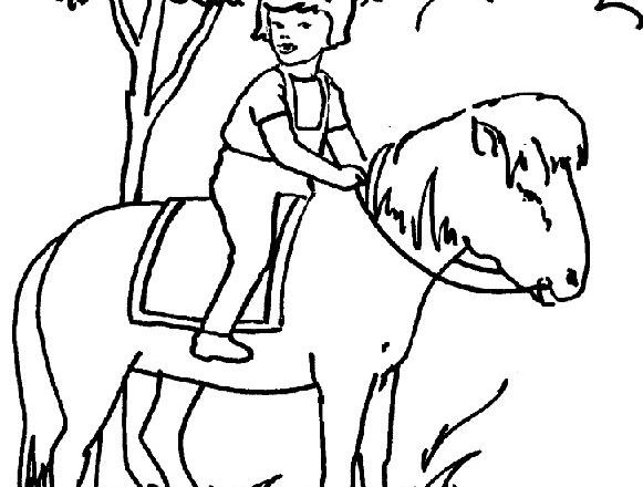 Bimba con pony disegno da colorare