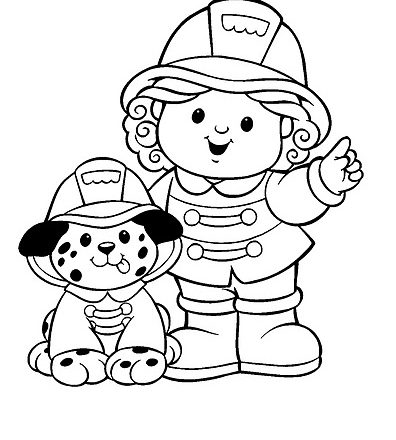 Bimba e cagnolino pompieri