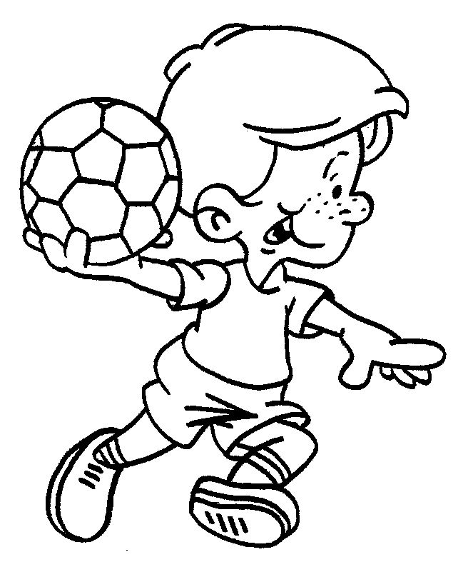 Bimbo che rilancia palla con le mani disegno sport calcio