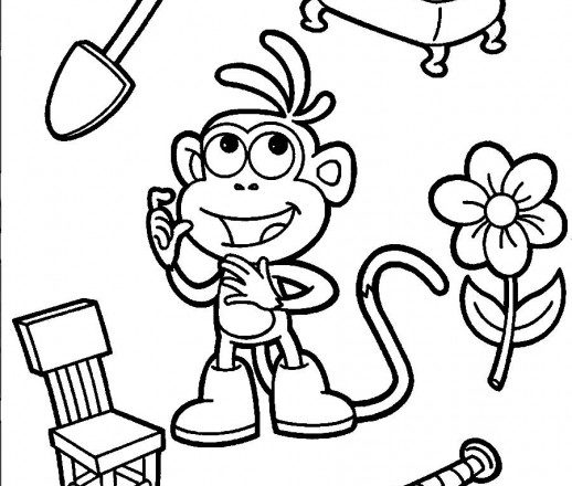 Boots la scimmietta e vari strumenti disegno da colorare gratis