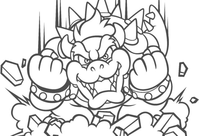 Bowser drago nemico di Super Mario Bros disegno da colorare