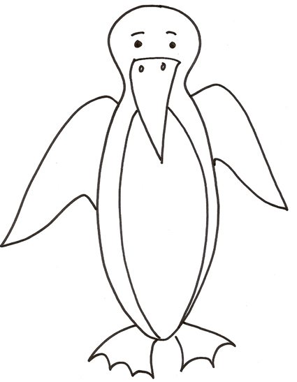 Buffo pinguino immagine da colorare per bambini