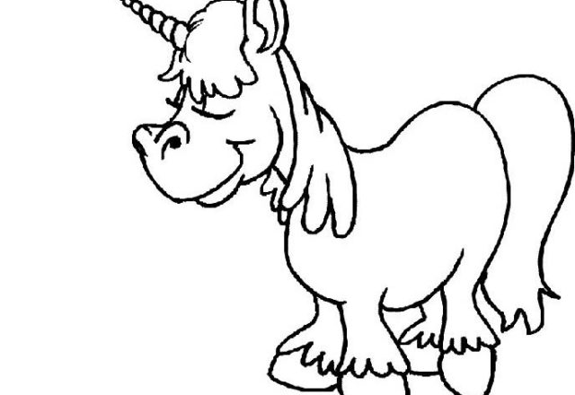 Buffo unicorno disegno da stampare e da colorare gratis