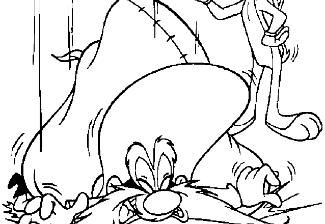 Bugs Bunny affronta Yosemite Sam disegno da colorare