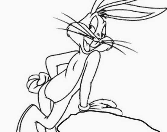 Bugs Bunny appoggiato su una roccia disegno da colorare