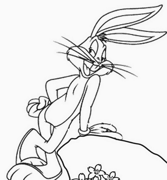 Bugs Bunny appoggiato su una roccia disegno da colorare