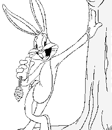 Bugs Bunny che mangia una carota appoggiato ad un albero da colorare