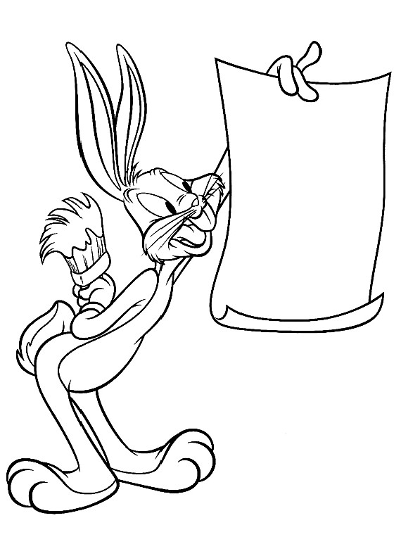 Bugs Bunny con locandina disegno da stampare e da colorare Looney Tunes
