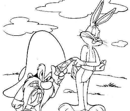 Bugs Bunny contro Yosemite Sam da colorare
