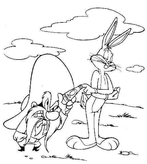 Bugs Bunny contro Yosemite Sam da colorare