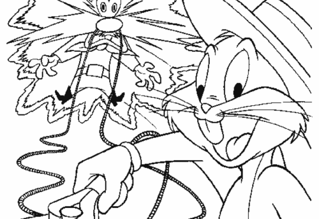 Bugs Bunny contro Yosemite Sam disegno da colorare
