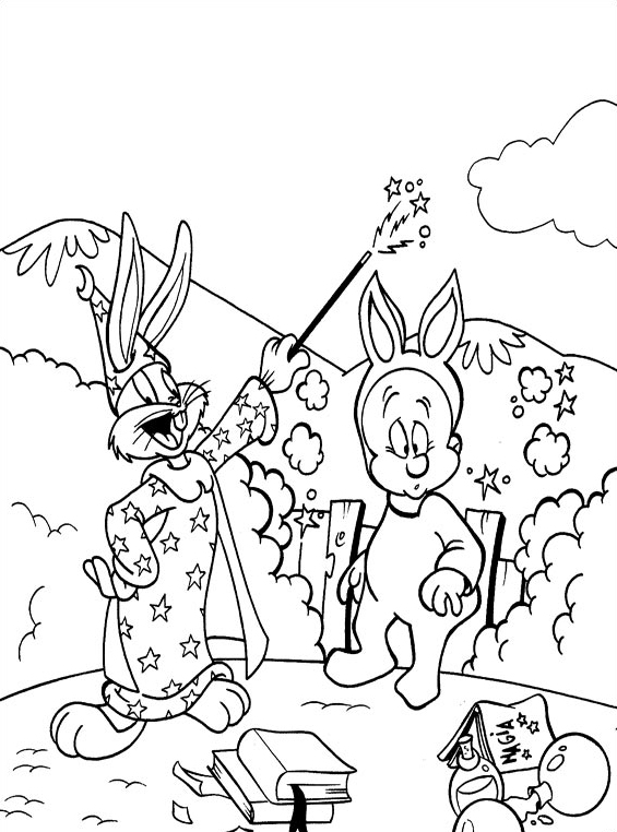 Bugs Bunny e Taddeo il cacciatore disegno da colorare