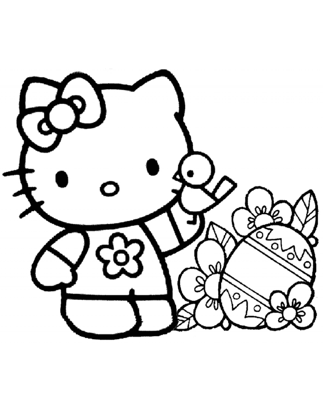 Buona Pasqua con Hello Kitty disegno da colorare