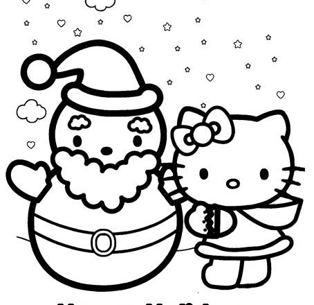 Buone Feste con Hello Kitty disegno da colorare categoria inverno