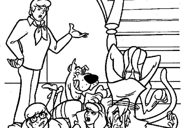 Caduta dei personaggi di Scooby Doo dalla scala da colorare