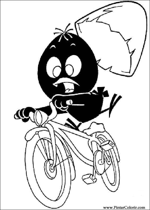 Calimero va in bicicletta disegno da colorare gratis