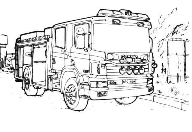 Camion da trasporto Scania disegno da colorare gratis