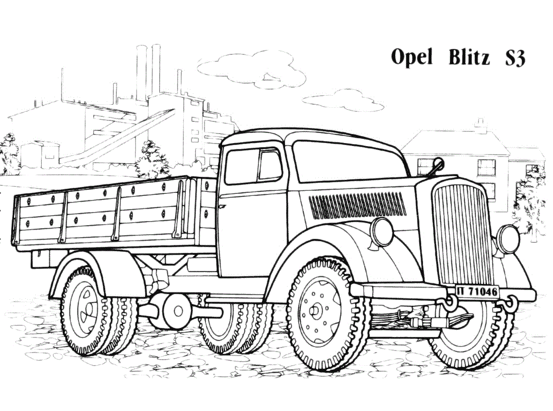 Camion da trasporto antico disegno da colorare
