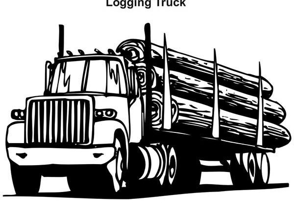 Camion trasporto legname disegno da colorare gratis