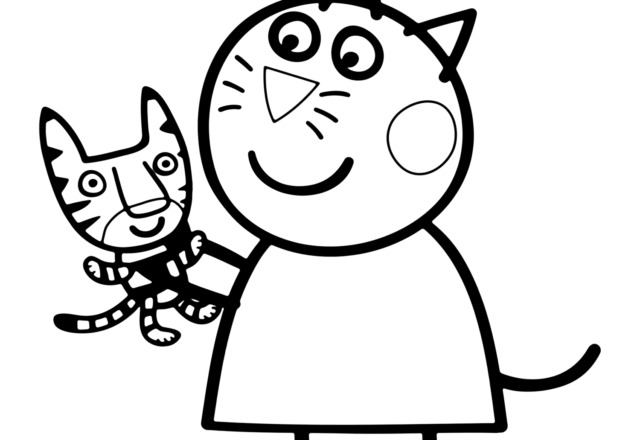 Candy gatto amica di Peppa Pig con pupazzo disegno da colorare gratis