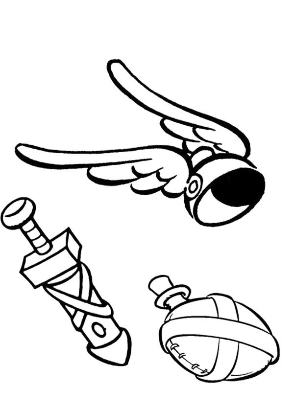 Cappello borraccia e spada di Asterix disegno da colorare