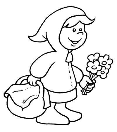 Cappuccetto con la cesta e i fiori disegni da colorare gratis