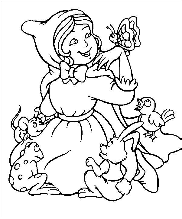 Cappuccetto e i suoi amici animali disegni da colorare gratis
