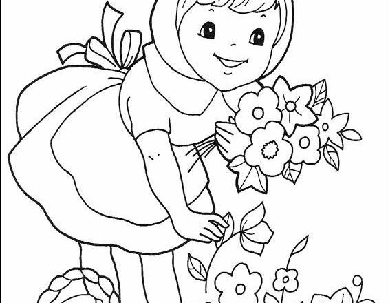 Cappuccetto e un mazzo di fiori disegni da colorare gratis