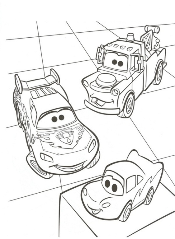 Carl Attrezzi e Saetta McQueen da colorare Cars 2 Disney
