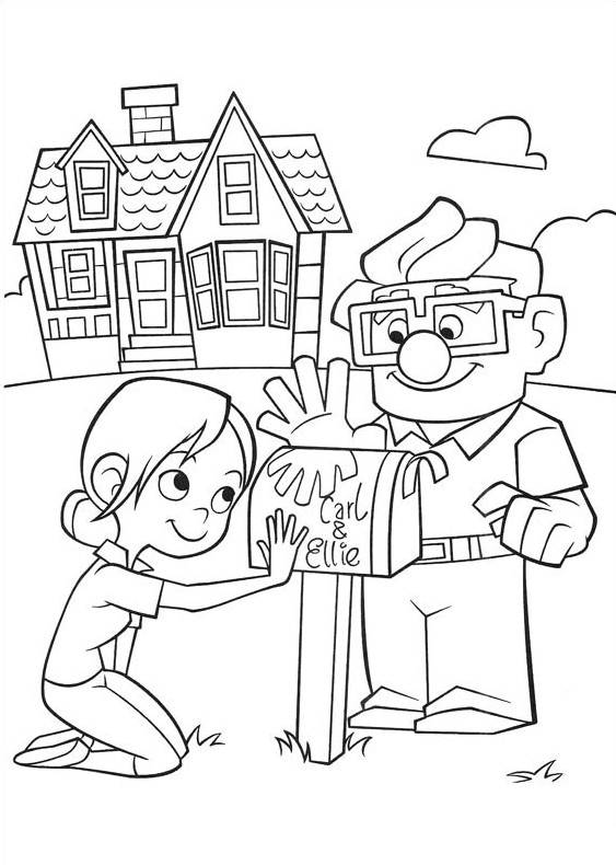Carl e Ellie giovani Disney Up disegni da colorare