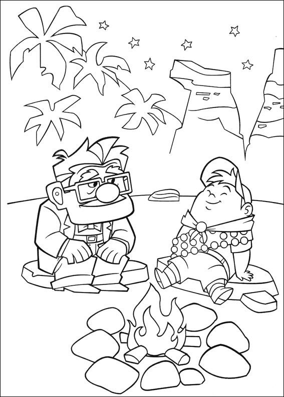 Carl e Russel fuoco Disney Up disegni da colorare