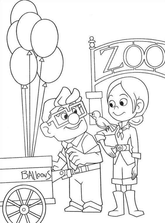 Carl ed Ellie palloncini Disney Up disegni da colorare