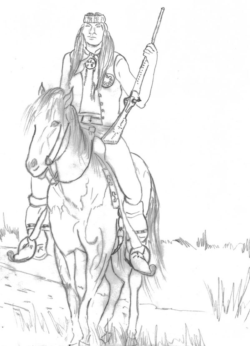 Cavallo con indiano disegno da colorare gratis