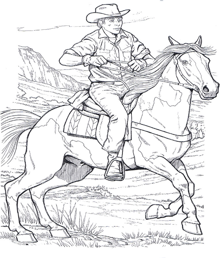 Cavallo e cowboy disegno da colorare gratis
