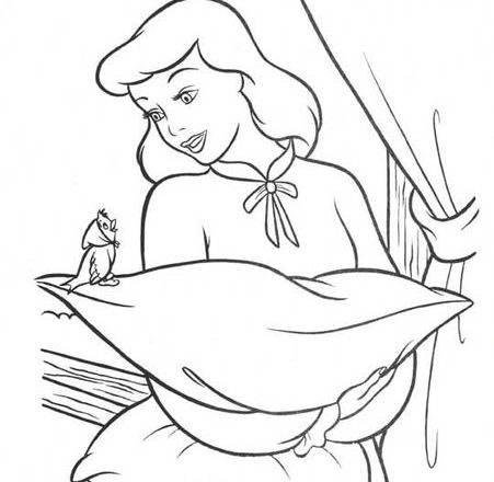 Cenerentola con cuscino disegni da colorare gratis