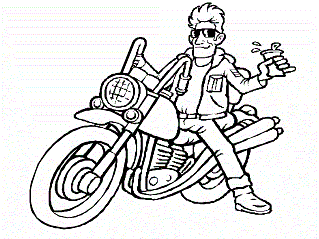 Centauro con lattina di birra su moto disegno da colorare