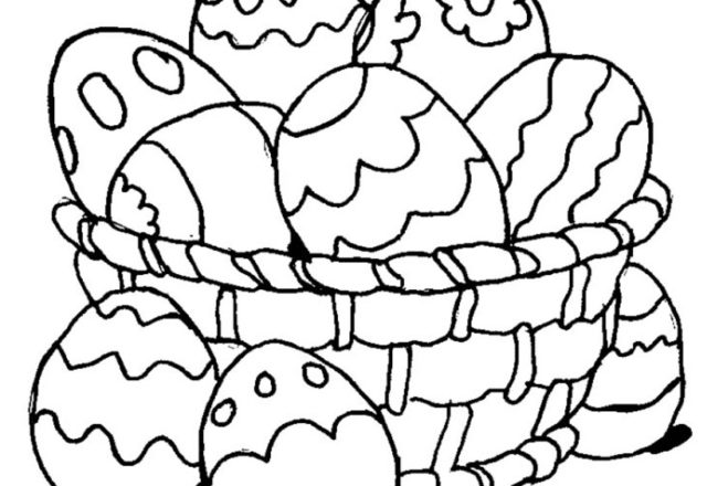 Cesta con uova di Pasqua disegno da colorare per bimbi