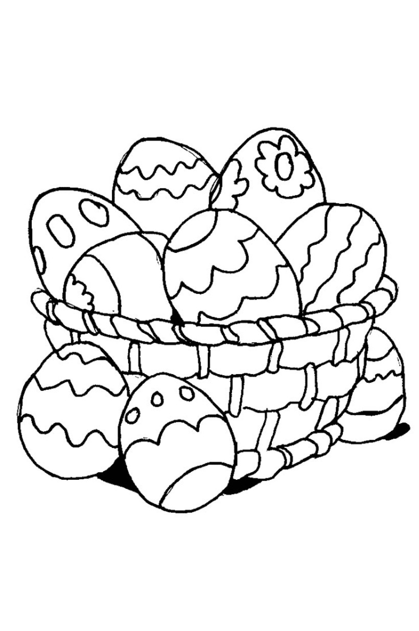 Cesta con uova di Pasqua disegno da colorare per bimbi